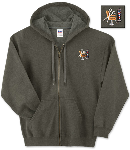 Photo of Barber Zipper Hooded Sweatshirt for Hair Stylist and Barber Workers.