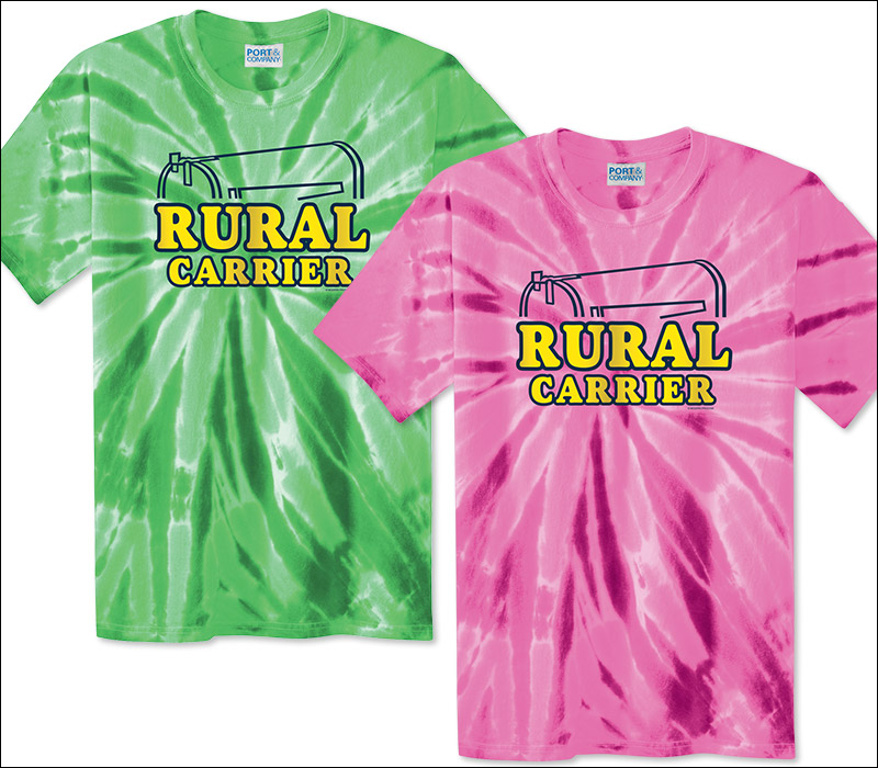 Photo of Tie-Dyed Tees for Postal Workers and Rural Letter Carriers.