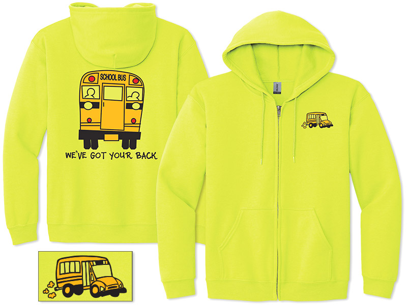 Photo of Zip Hoodie Sweatshirt for School Bus Drivers and School Transportation Professionals.