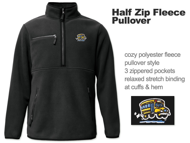 Photo of Half Zip Fleece Pullover for School Bus Drivers and School Transportation Professionals.