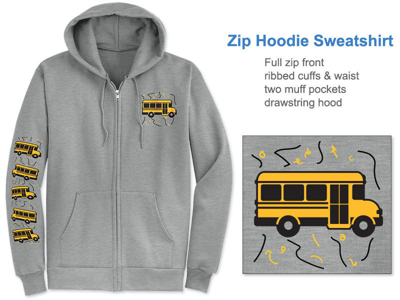 Photo of Zip Hoodie Sweatshirt for School Bus Drivers and School Transportation Professionals.